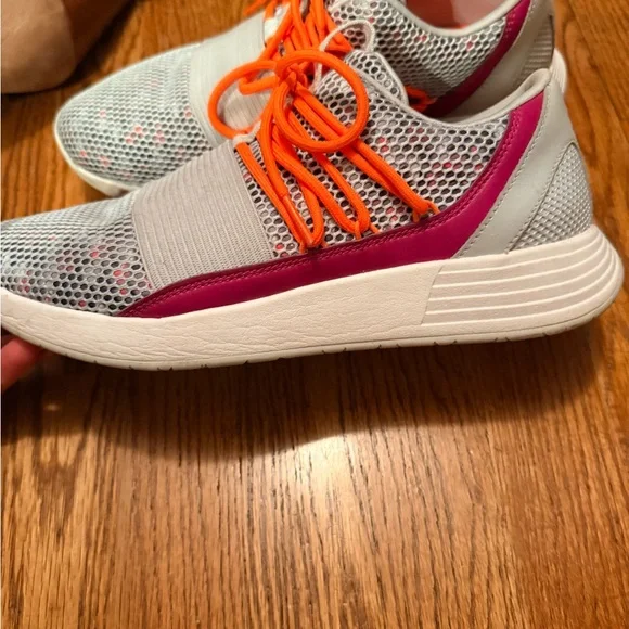 Under Armour Gray and Orange Athletic Shoes - Picture 2 of 4